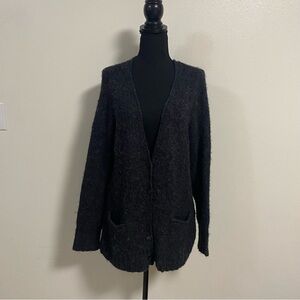Peruvian Connection Cardigan Women Size Large Black Cotton Alpaca blend cardigan